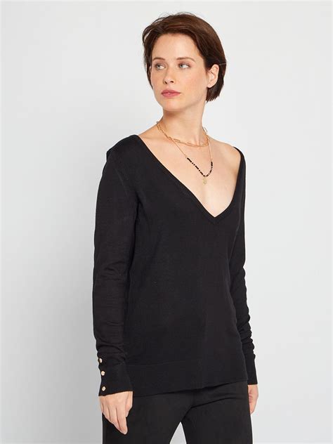 Pull En Maille Fine Noir Kiabi