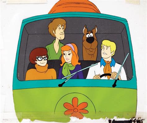 Production Cels Featuring Scooby Doo And The Gang In The Mystery Machine From Jeepers, It's The ...