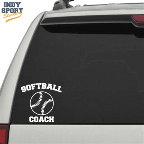 Softball Coach Text With Silhouette Ball Indy Sport Stickers