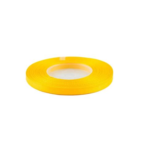 Ruban Satin 6 Mm Simple Face Bobine De 32 Metres De Longueur Jaune