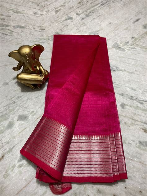 Mangalagiri Pure Pattu By Cotton New 200k Jari Border Plain Pattu Sarees