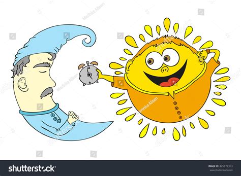 Cartoon Style Sun Moon Hand Drawn Stock Vector (Royalty Free) 425872363 ...