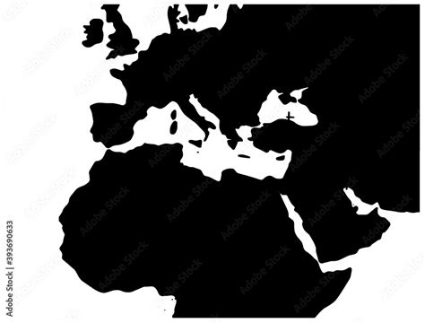 Europe Middle East And North Africa Emea Map Illustration Stock Vector