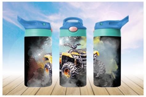 Monster Truck 12oz Flip Top Tumbler Wrap Graphic By Fahdesign9