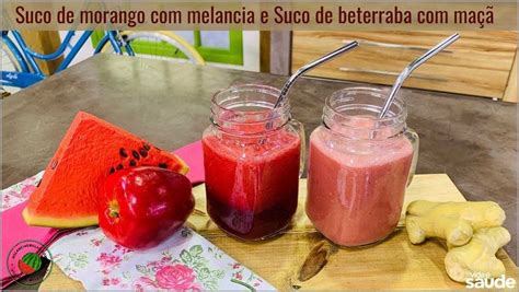 Suco Refrescante De Melancia Morango E Gengibre Para Hidratar E