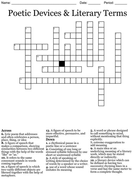 Poetic Devices And Literary Terms Crossword Wordmint