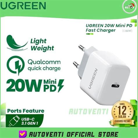 Jual Ugreen Kepala Adaptor Type C Iphone Pro Max Mfi Fast Charging