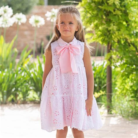 Rochy Girls Lyly Loose Fitting Lace Dress - Pink White.