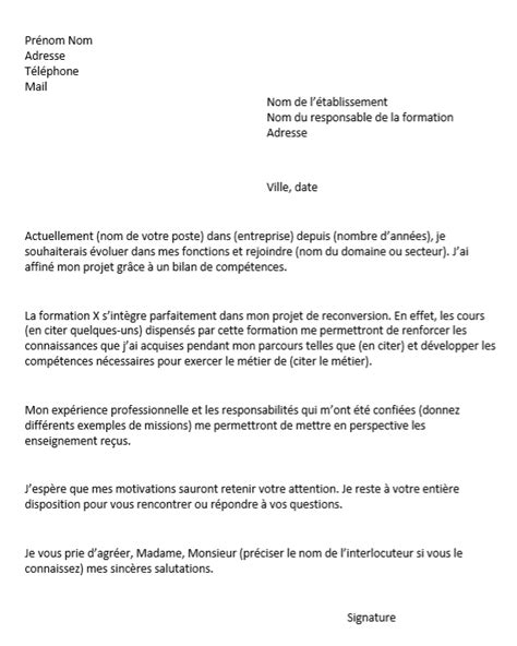 Lettre De Motivation Pour Une Formation Professionnelle