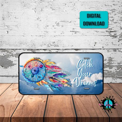 Catch Your Dreams Dream Catcher License Plate Png For Sublimation