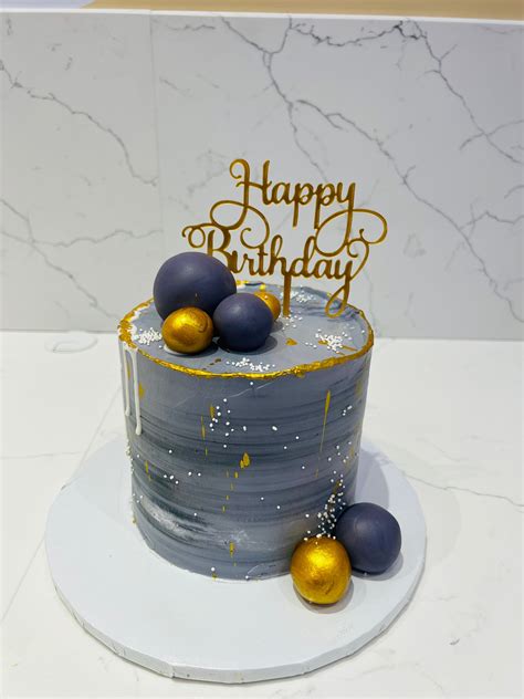 Grey Gold Birthday Cake Rashmis Bakery