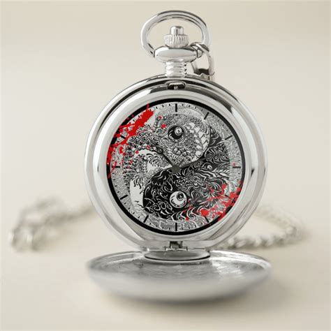 Cool Blood Splatter Yin Yang Dragons Tattoo Art Pocket Watch Zazzle