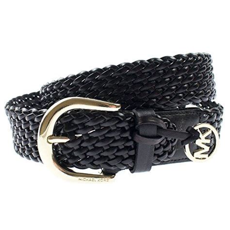 Michael Kors Black Braided Belt Genuine Leather W Michael Kors Logo