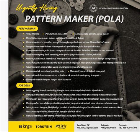 Lowongan Kerja Pattern Maker Pola Di Cv Kibar Sandang Nusantara