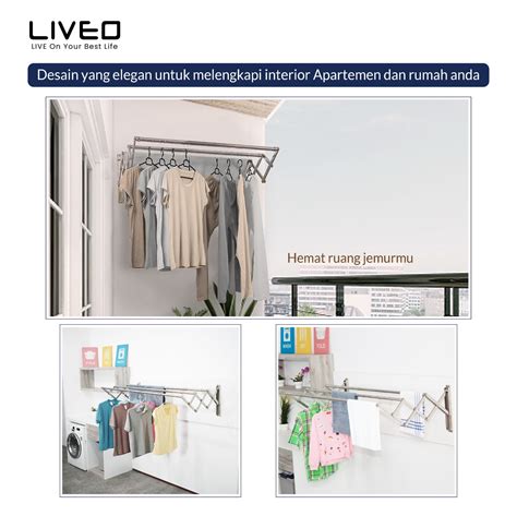 Jemuran Dinding Baju Stainless Steel Liveo Lv Jemuran Lipat