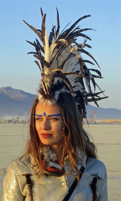 Woman In Feather Headdress At Burning Man 2013 Burning Man Costume