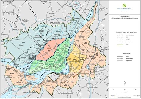 Carte de la région métropolitaine de Montréal