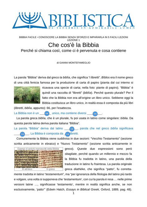 PDF BIBBIA FACILE LEZIONE 1 Che cos è la Bibbia biblistica it la