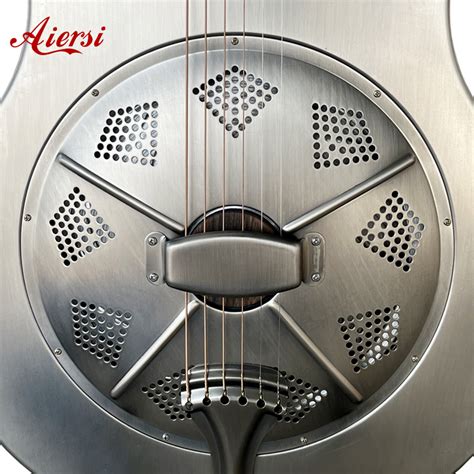 Aiersi Brass Vintage Chrome Single Cone Duolian Resonator Guitar Top Guitar Store