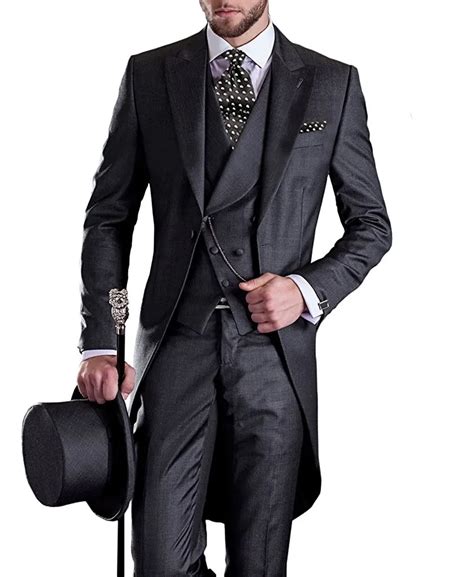 Buy Premium Mens Tail Tuxedo 3pc Tailcoat Suit In Gray