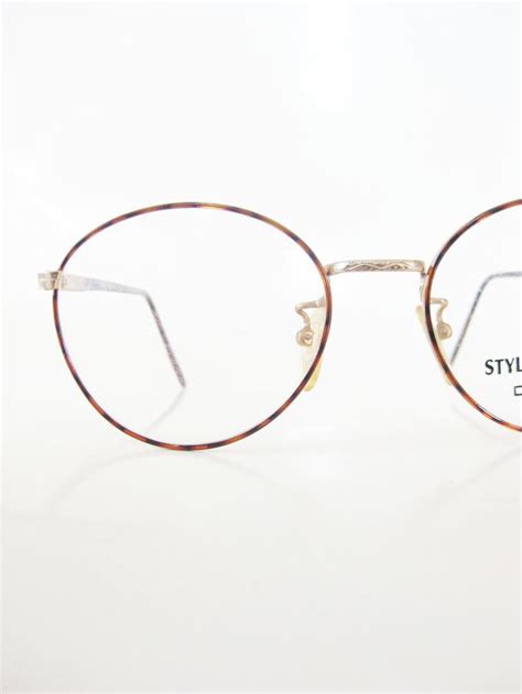 Vintage Mens Round Wire Rim Tortoiseshell Glasses Eyeglasses Etsy