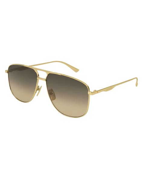 Gucci Metal Pilot Sunglasses Gold Neiman Marcus