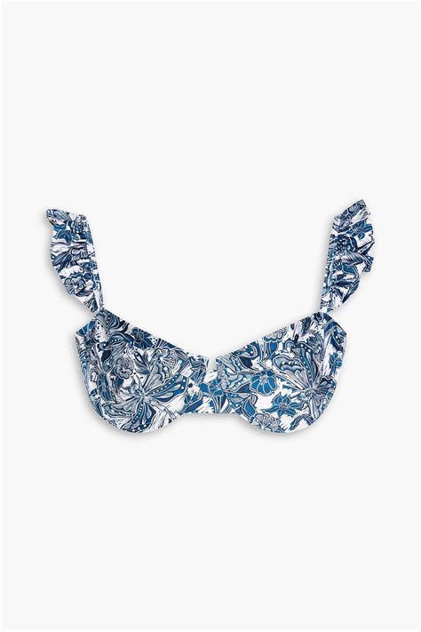 AGUA BY AGUA BENDITA Kiwi Libélulas Noche ruffled printed underwired bikini top THE OUTNET