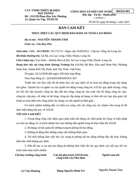 ban cam ket  toan lao dong cua cong nhan