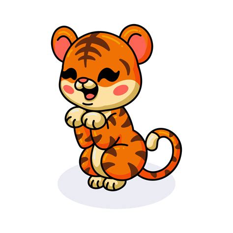 Cute baby tiger cartoon standing 10381877 Vector Art at Vecteezy