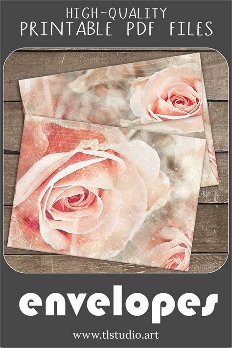 Printable Floral Envelope Templates A6 Vintage Rose Envelope Etsy