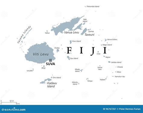 Fiji Political Map Stock Vector Illustration Of Cartography 96767261