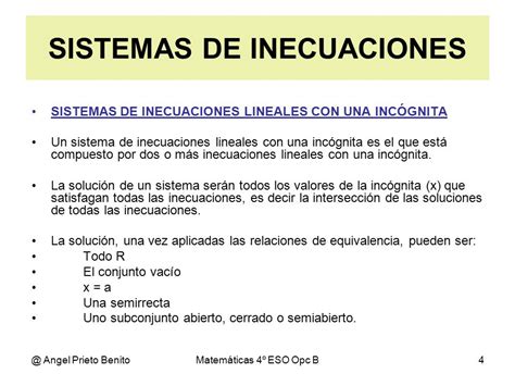 INECUACIONES Tema 4 4º ESO Opc Angel Prieto Benito ppt descargar