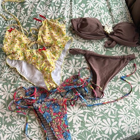 SHEIN Swim Shein Yellow Floral And Brown Bikini Set Poshmark