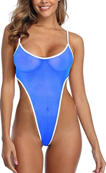 Sherrylo See Through One Piece Swimsuit High Cut Micro Monokini Bikini