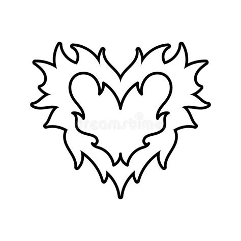 Vector Outline Image of Heart. Cool Sticker in the Style of the 90s 00s ...