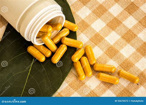 Medicine Bottles Plastic Capsule Placed On Cotton Stock Photo Image