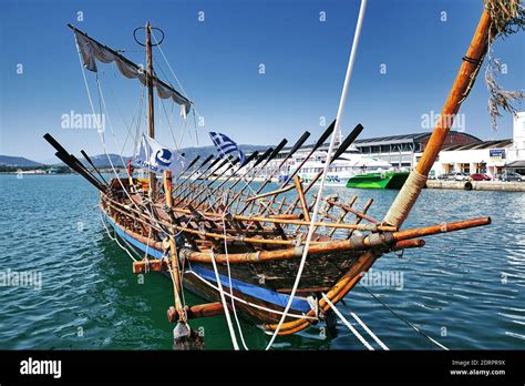 Volos City Greece The Mythical Ship Argo Replica Located In The Port