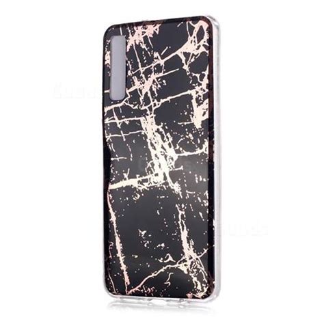 Black Galvanized Rose Gold Marble Phone Back Cover For Samsung Galaxy A7 2018 A750 Galaxy A7