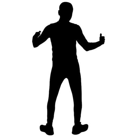 Premium Vector Black Silhouettes Man With Arm Raised On A White