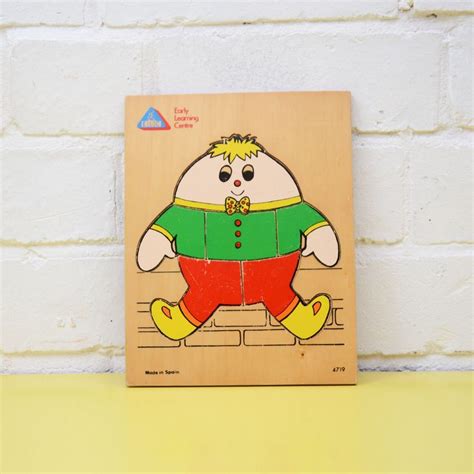 Vintage Wooden Puzzle Humpty Dumpty Puzzle Early Learning Etsy Uk Wooden Puzzles Humpty