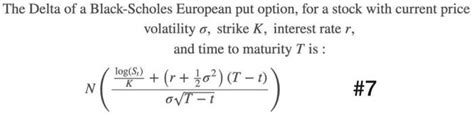 The Delta Of A Black Scholes European Put Option For