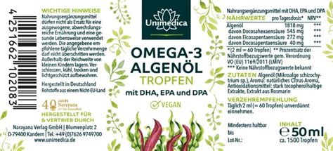 Vegane Omega 3 Algenöl Tropfen Mit Dha Epa Und Dpa 50 Ml Von