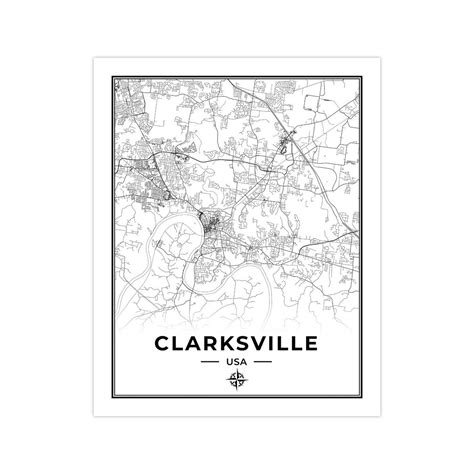 Clarksville Map Print Map of Clarksville Tennessee Digital | Etsy