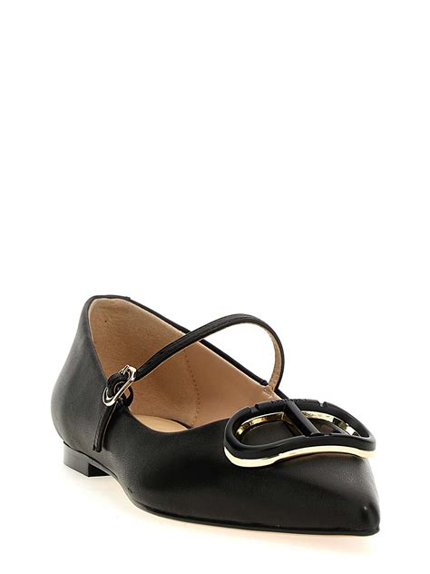 Twinset Oval T Ballet Flats - Black - Women | 251TCP06400006