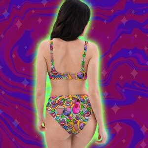 Outer Space Klowns Recycled High Waisted Bikini Set Etsy