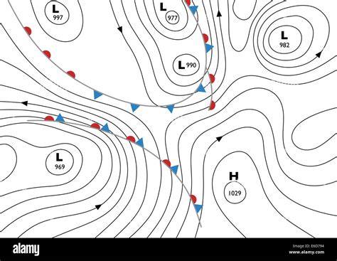 editable vector illustration   generic weather map showing isobars