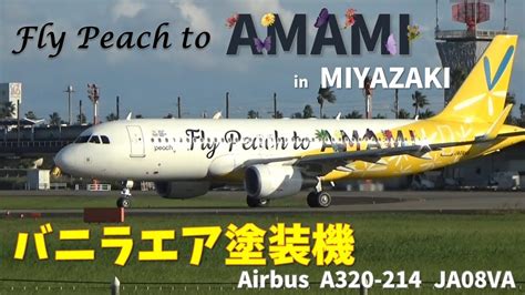 惜引退バニラエア特別塗装Fly Peach to AMAMI バニラなピーチがやって来た 宮崎空港 2021 10 31