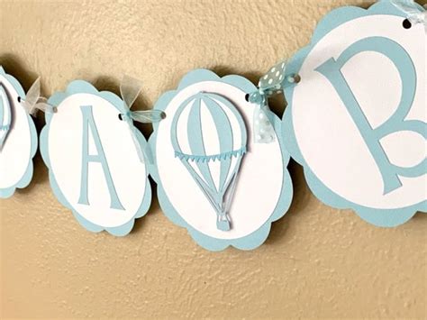 Hot Air Balloon Baby Shower Banner Up Up And Away Birthday Etsy