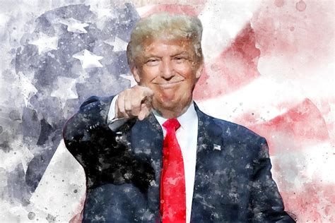 Donald Trump pointing portrait watercolor with American flag Painting by StockPhotosArt Com - Pixels