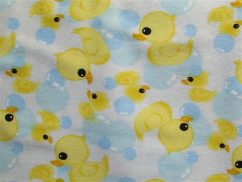 Just Ducky Flannel Fabric Yellow Rubber Ducks By Fabricfrantic